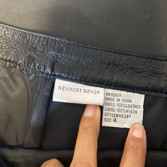 Vintage Newport News leather min skirt flare black avant-garde grunge chic biker - Picture 8 of 11
